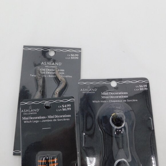 3 Packages Ashland Halloween Mini Decorations Witch Legs Hats Twig Brooms New - Picture 8 of 9